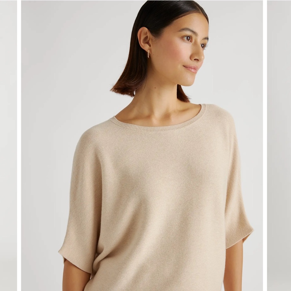 Quince Lightweight Cotton Cashmere Link-Stitch Dolman Sweater